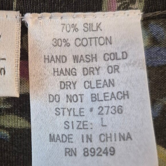 Norm Thompson Silk Blend Asymmetrical Covered Button Heavenly Dragon Peacock Top - Picture 13 of 14